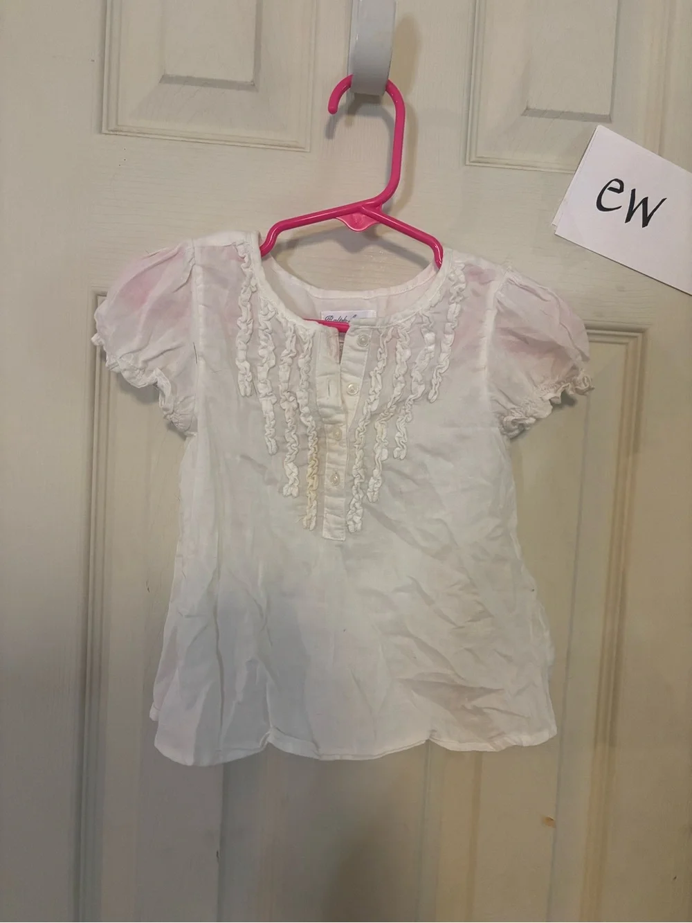 Ralph Lauren White Short-Sleeve Ruffled Front Blouse